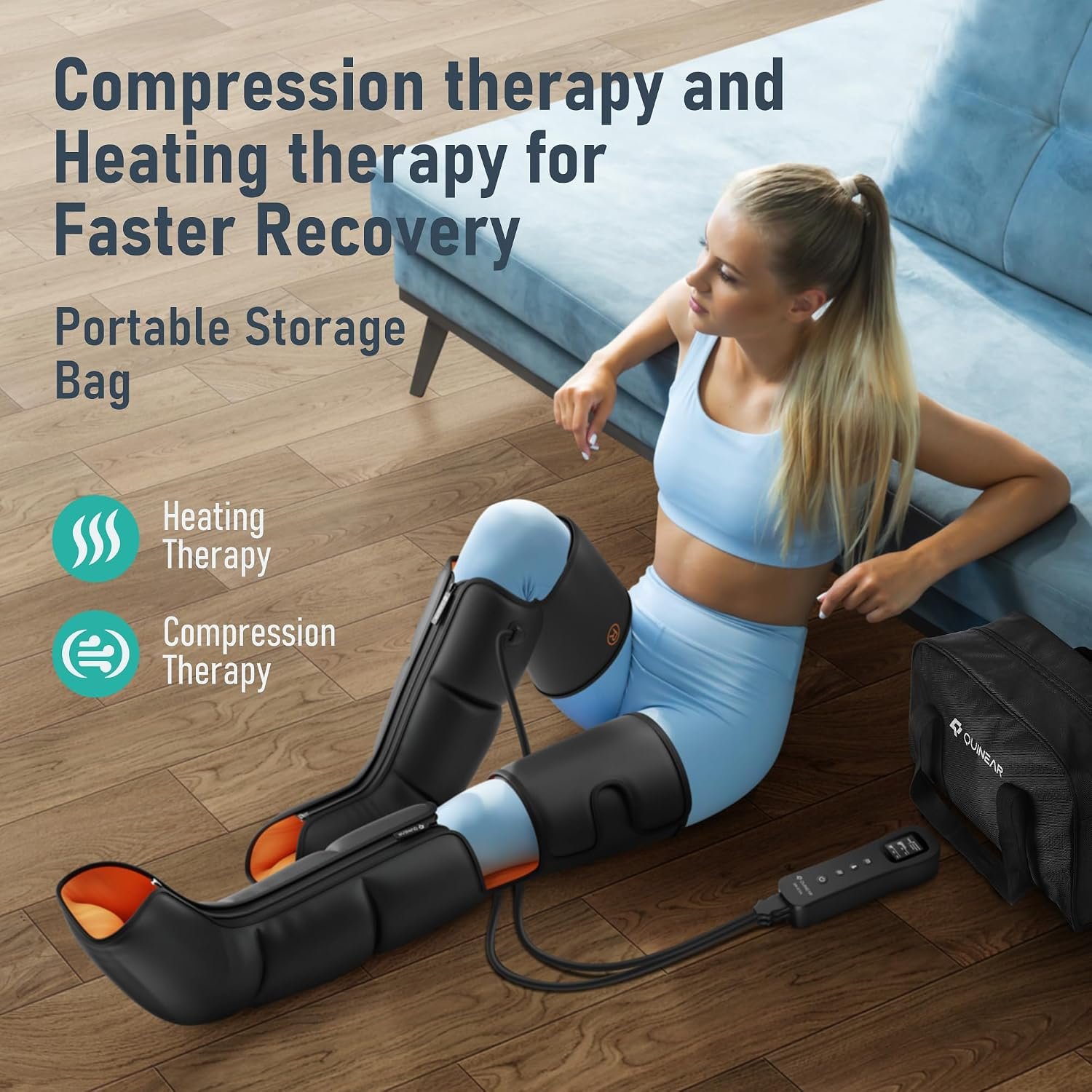 QUINEAR 3-in-1 Leg Compressin Massager with Heat for Pain Relief FSA-HSA - Image 3