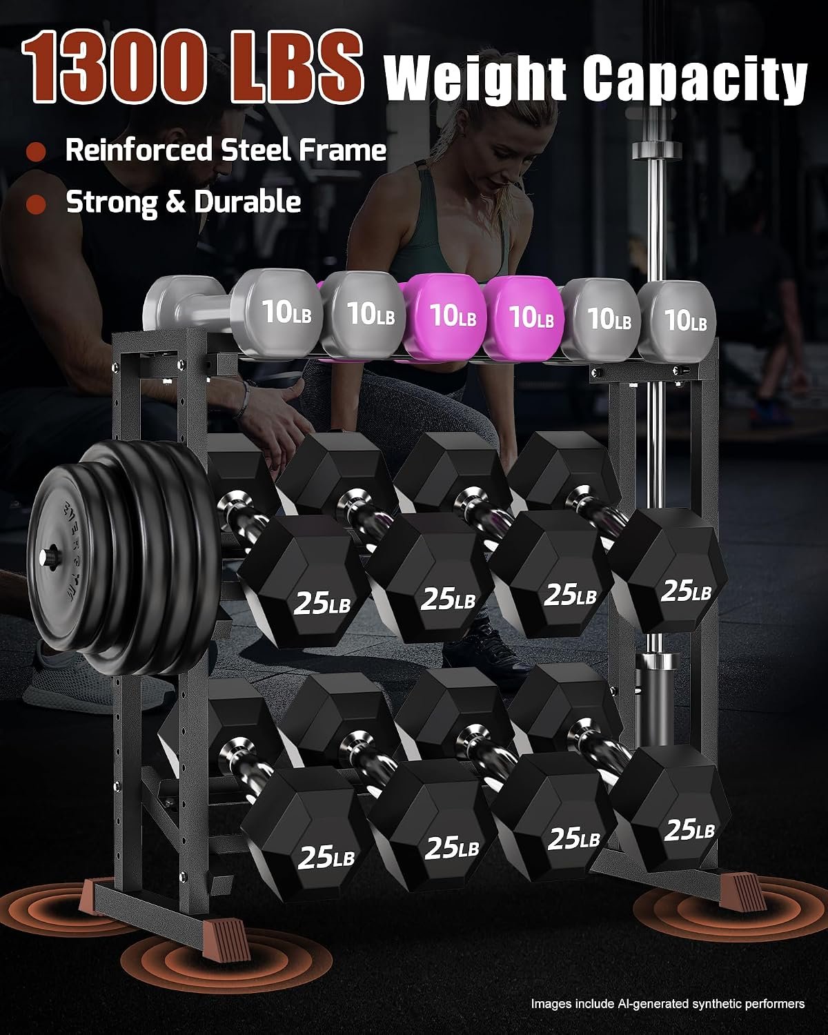 Dumbbell Rack, Heavy Duty Weight Storage Rack with Adjustable Width, Non-Slip & Floor-Friendly, Home Gym Organizer for Strength Training Equipment - Image 2