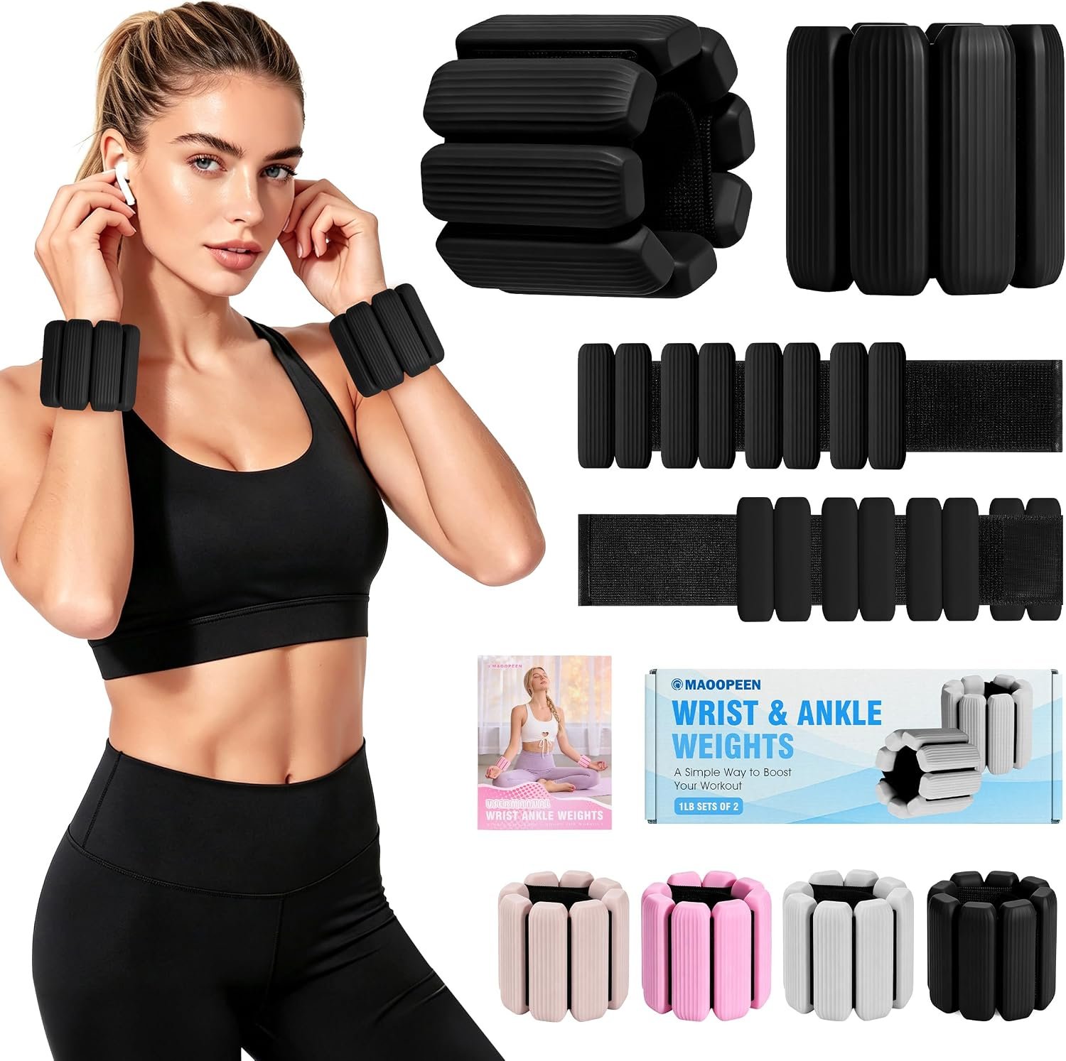 Wrist Weights Set, 2Pack Adjustable...