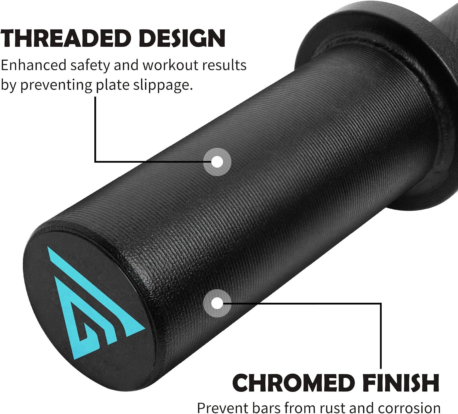 16" Olympic Dumbbell Handle, Dumbbell Bar for 2-inch Olympic Weight Plates, Loadable Dumbbells for Home Gym Strength Training, 2 Pair of Spring Collars Included - Image 4