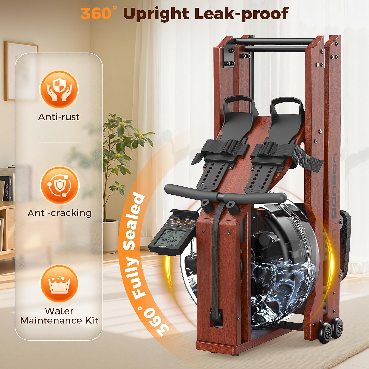 YOSUDA Water Rowing Machine Foldable for Home Use 5.8 Gal Large Water Tank - Image 8