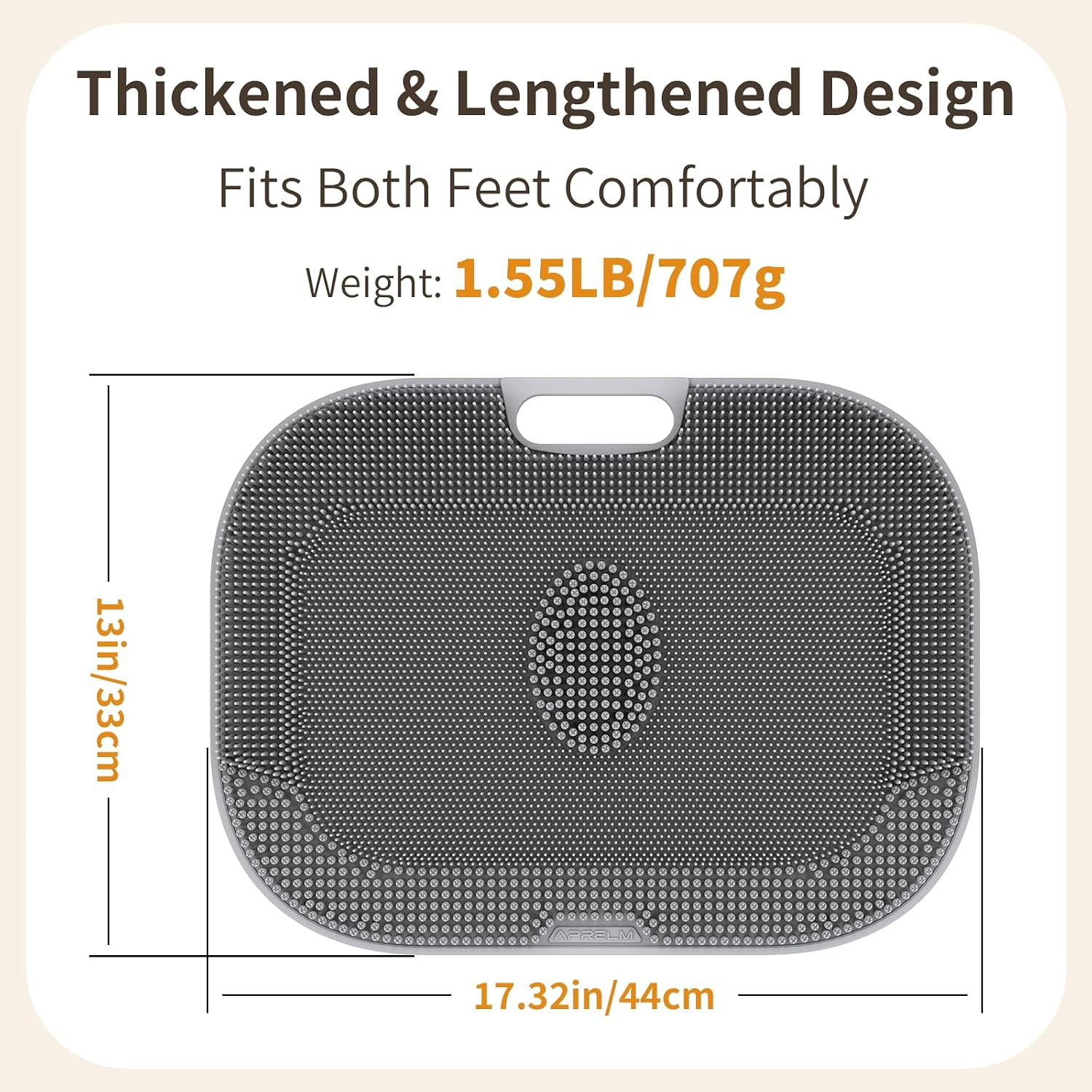 APRELM Large Foot Scrubber in Shower, 17.3 x 13 Inch Silicone Shower Foot Scrubber Mat with Suction Cups, Deep Cleansing Exfoliating Brush for Feet, Foot Care Gift (Gray) - Image 2