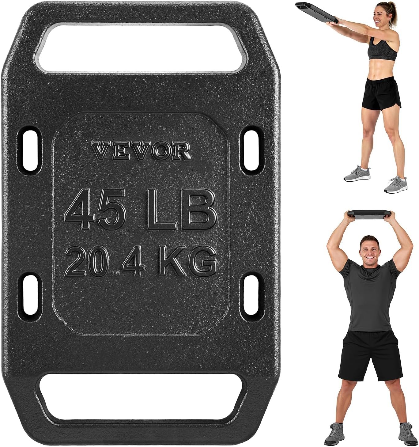 VEVOR Cast Iron Ruck Weights for Backpack, Weight Plate with Smooth Handle, Textured Finish for Rucking, Hiking, Swings, Strength Training, Weightlifting, Fitness Workout
