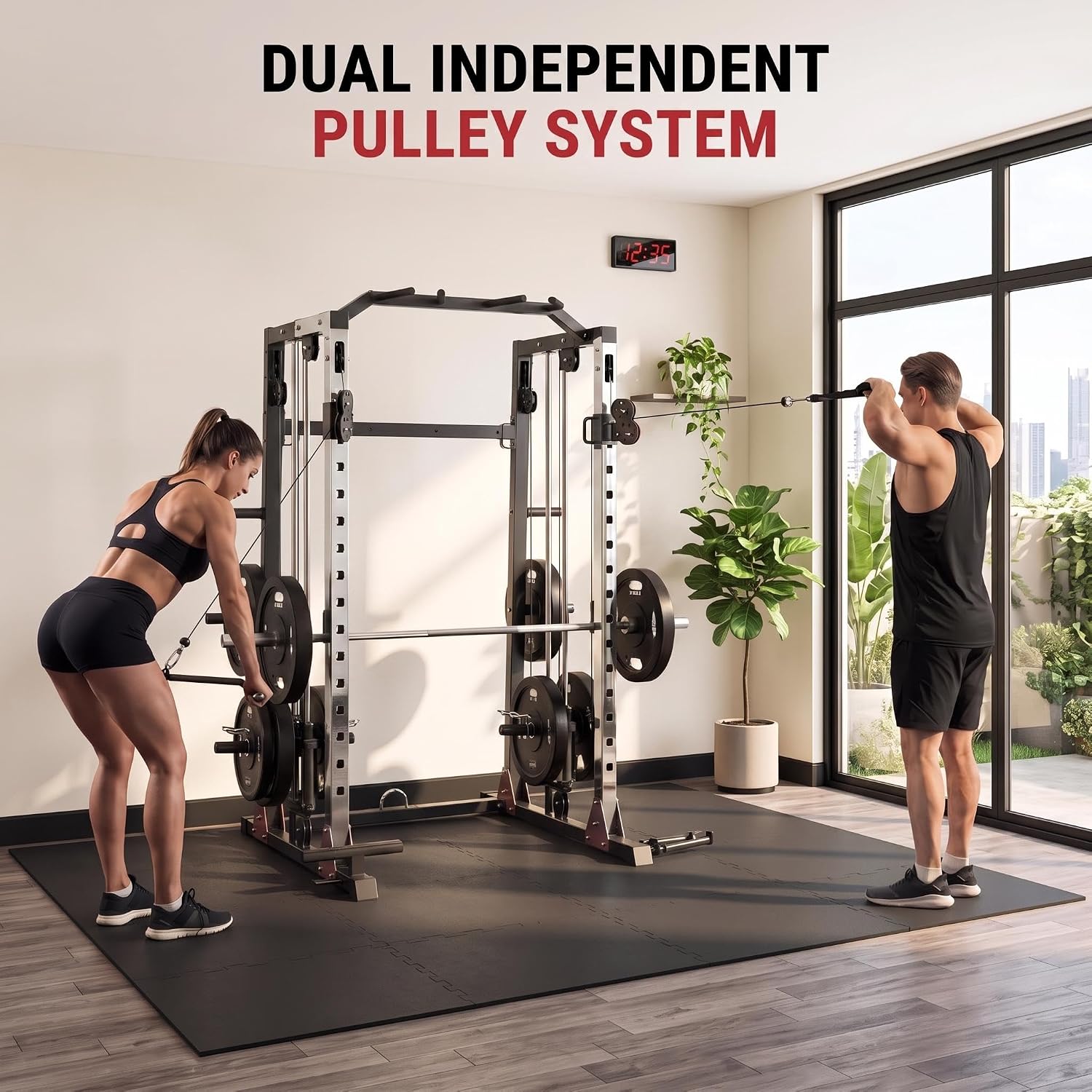 Smith Machine Home Gym – 2200LBS Multi-Function Squat Rack with Smith Bar - Image 5