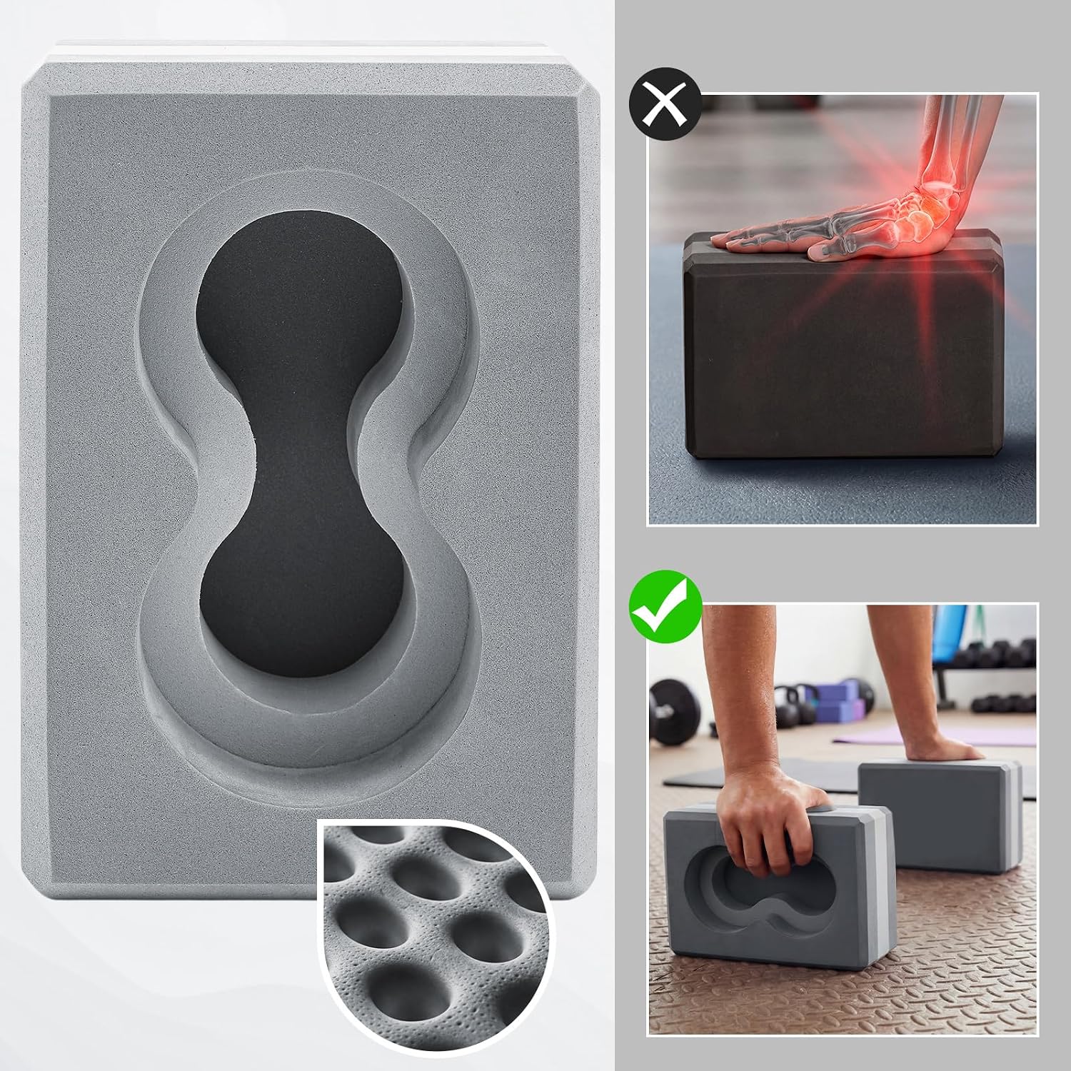 Yoga Blocks 2 Pack for Wrist Relief,Yoga Block with Knee Pads Strap - Image 3