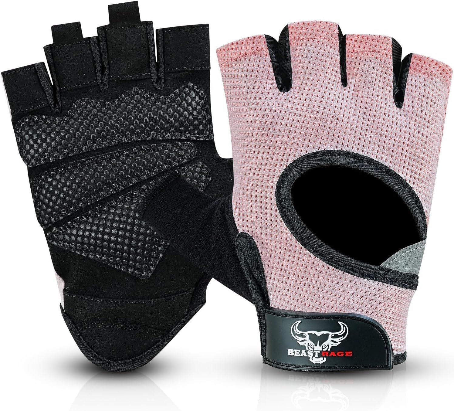 BEAST RAGE Workout Gloves for Men and Women, Fingerless Weight Lifting Gloves with Palm Protection Padding, Breathable and Lightweight Gym Gloves for Weightlifting, Cycling, Exercise, Training Pull Up