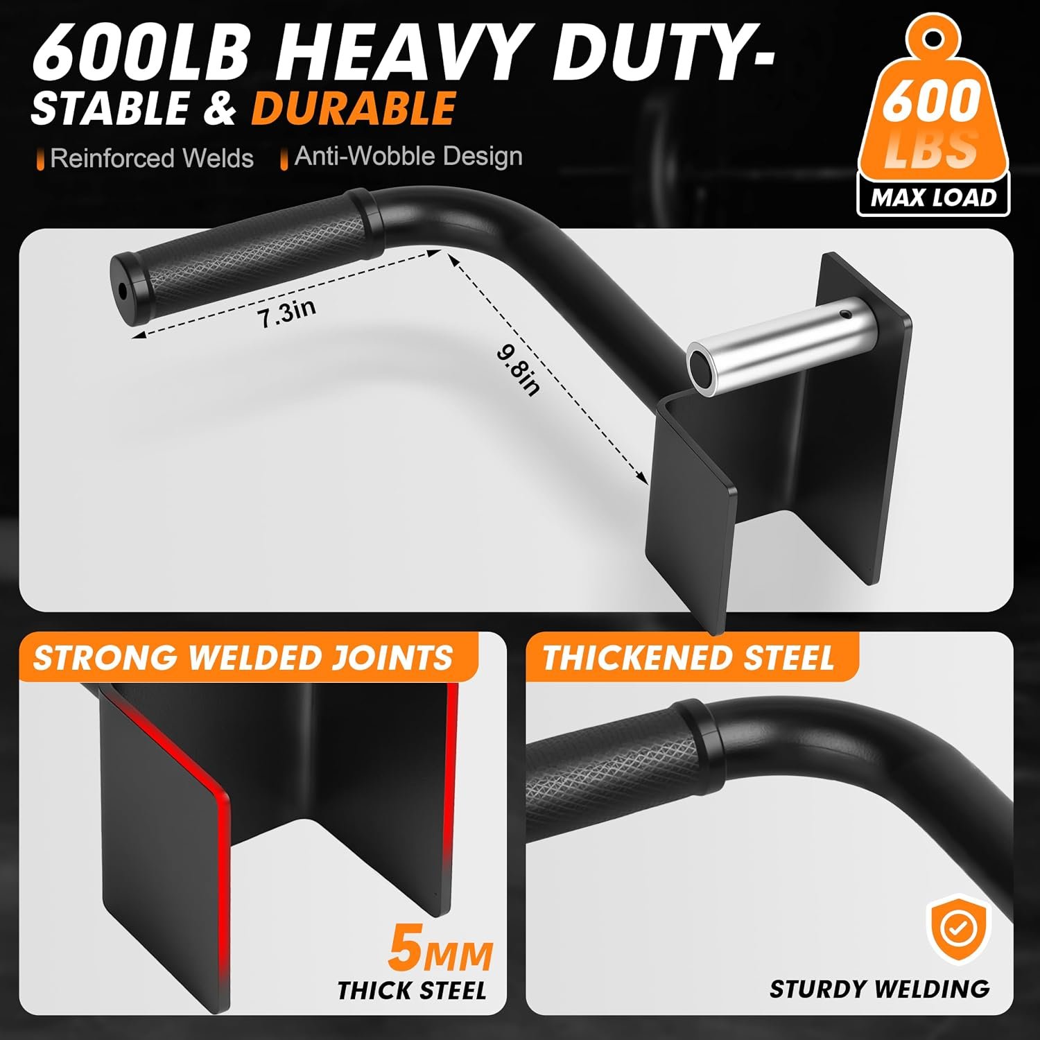 EVERYMATE Dip Bar Attachment for Power Rack and Squat Rack, Dip Stand Bars for Squat Rack Attachments for Pull Up, Triceps & Chest Workouts - Image 3