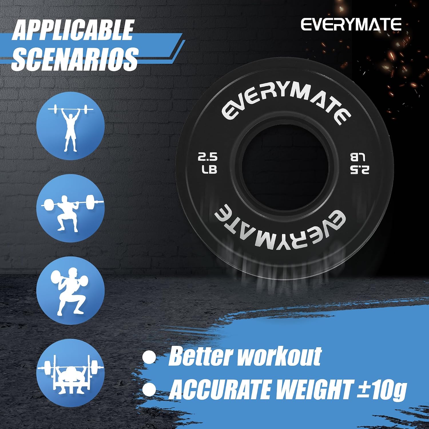 EVERYMATE Change Weight Plates 1.25LB 2.5LB 5LB Set Fractional Olympic Bumper Plates for Cross Training Steel Insert Strength Training - Image 5