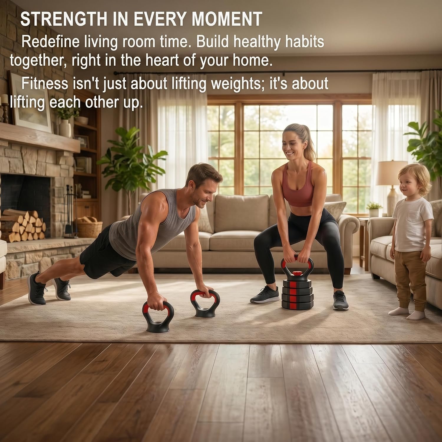 6-in-1 Adjustable Dumbbell & Barbell Weight Set, 45LB Octagon Anti-Roll Iron Sand & Cement Composite Weights, All-in-One Home Gym Equipment with Kettlebell, Push-up Stands & Gloves - Image 6