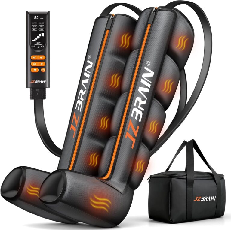 JZBRAIN Air Compression Boots Leg Massager: Sequential Full-Leg Recovery with Heat, 6 Modes & 11 Intensities for Post‑Workout Relieve & Daily Relaxation for Athletes, Fitness Users (Medium)