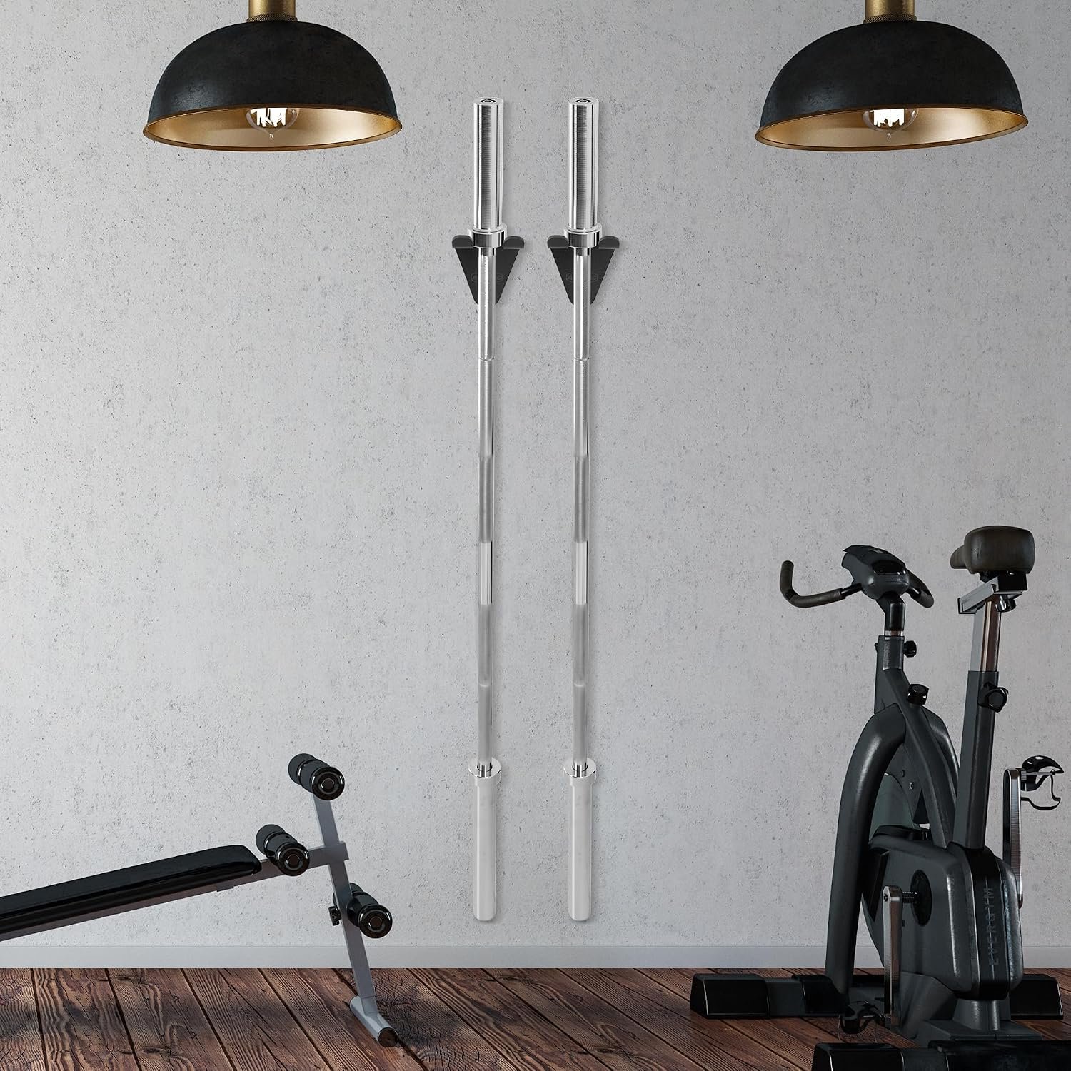 Olympic Barbell Wall Mount Holder - 5mm Steel Storage Rack for 35mm Bars, 160lb Capacity - Heavy Duty Hanger with Rubber Pads, Fits Home Gym & Garage Organization - Image 6
