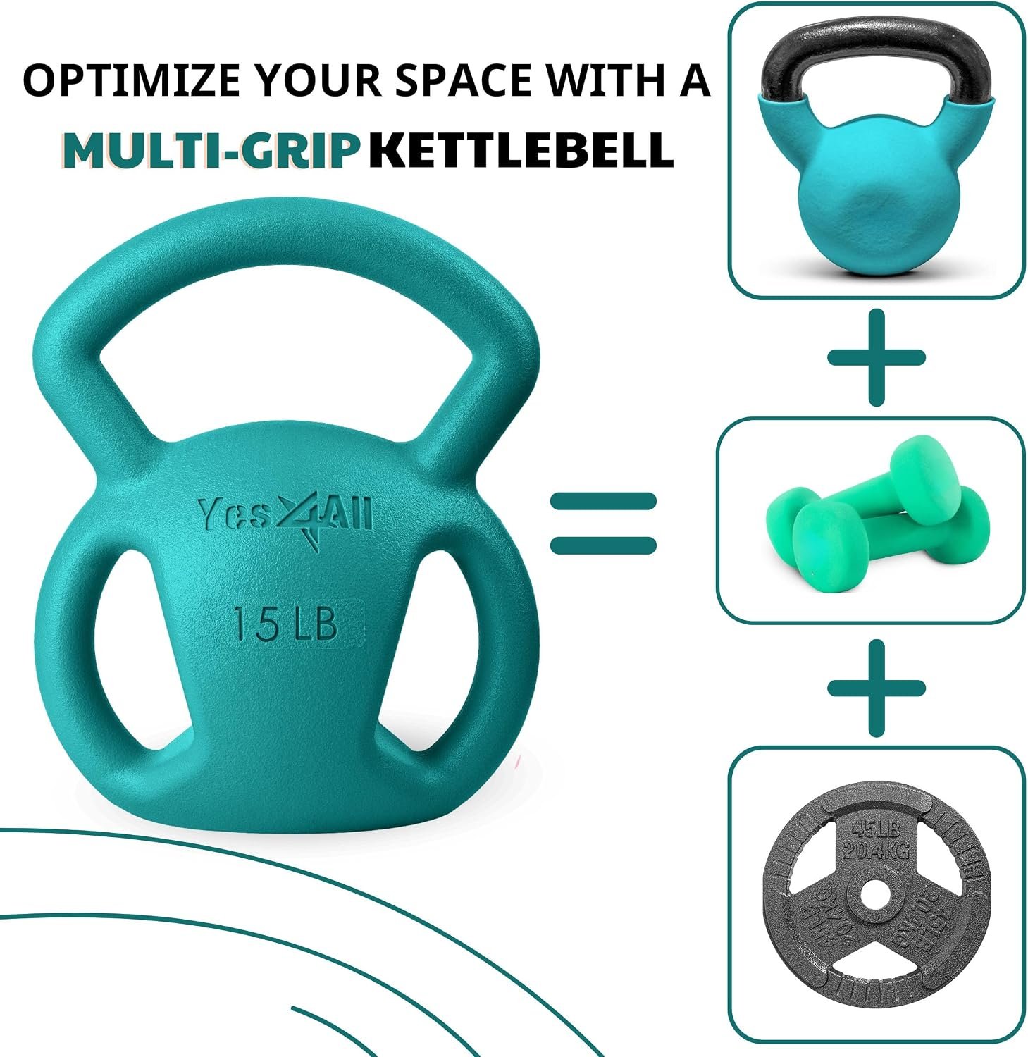 Yes4All 3-Handle Kettlebell, Strength Training Kettlebells for Home Gym - Image 2
