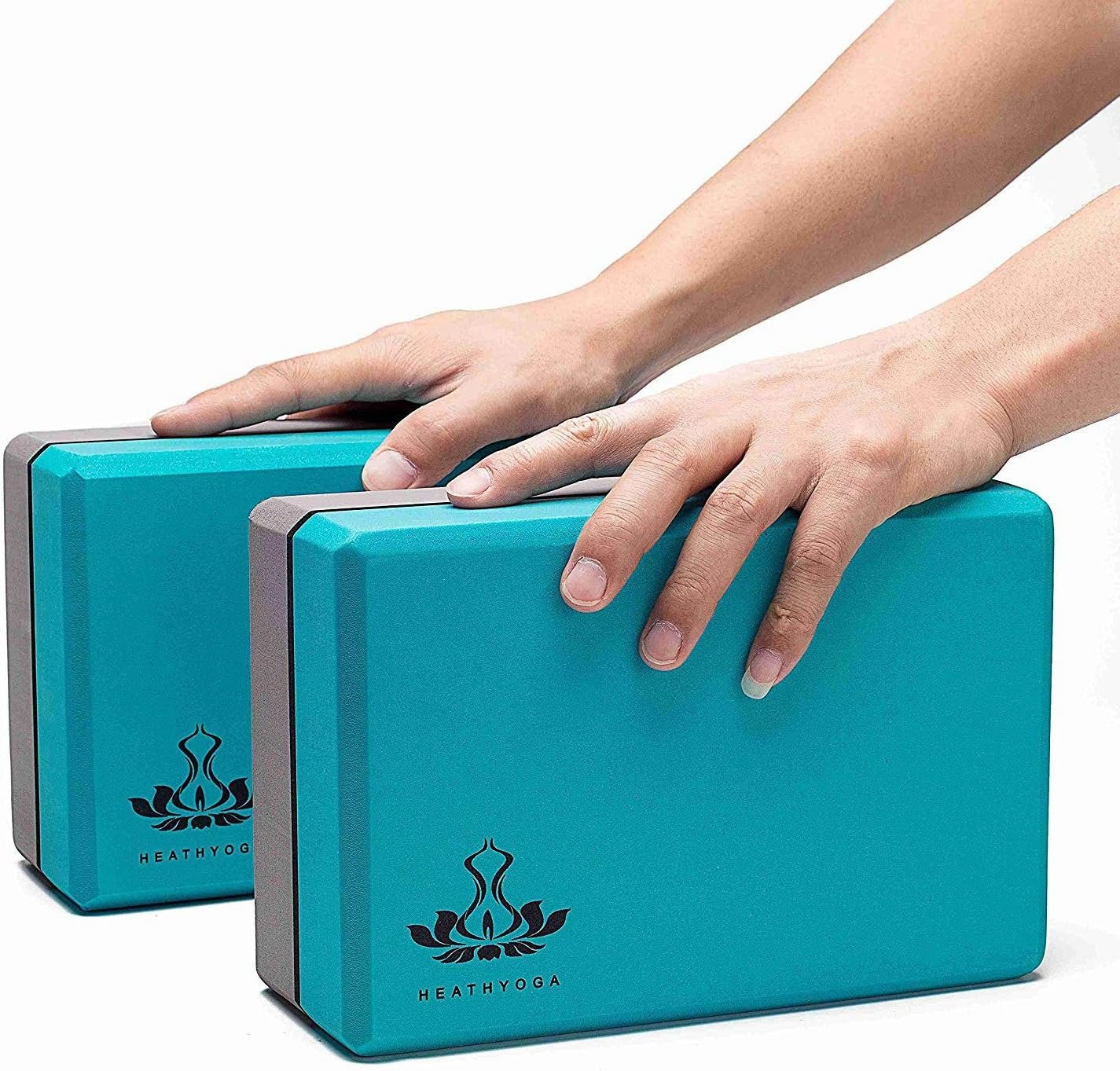 Heathyoga Yoga Blocks 2 Pack with Strap, High Density EVA Foam Yoga Block and Yoga Strap Set to Support and Improve Poses and Flexibility - Image 2