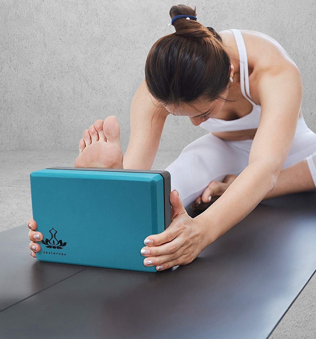 Heathyoga Yoga Blocks 2 Pack with Strap, High Density EVA Foam Yoga Block and Yoga Strap Set to Support and Improve Poses and Flexibility - Image 4