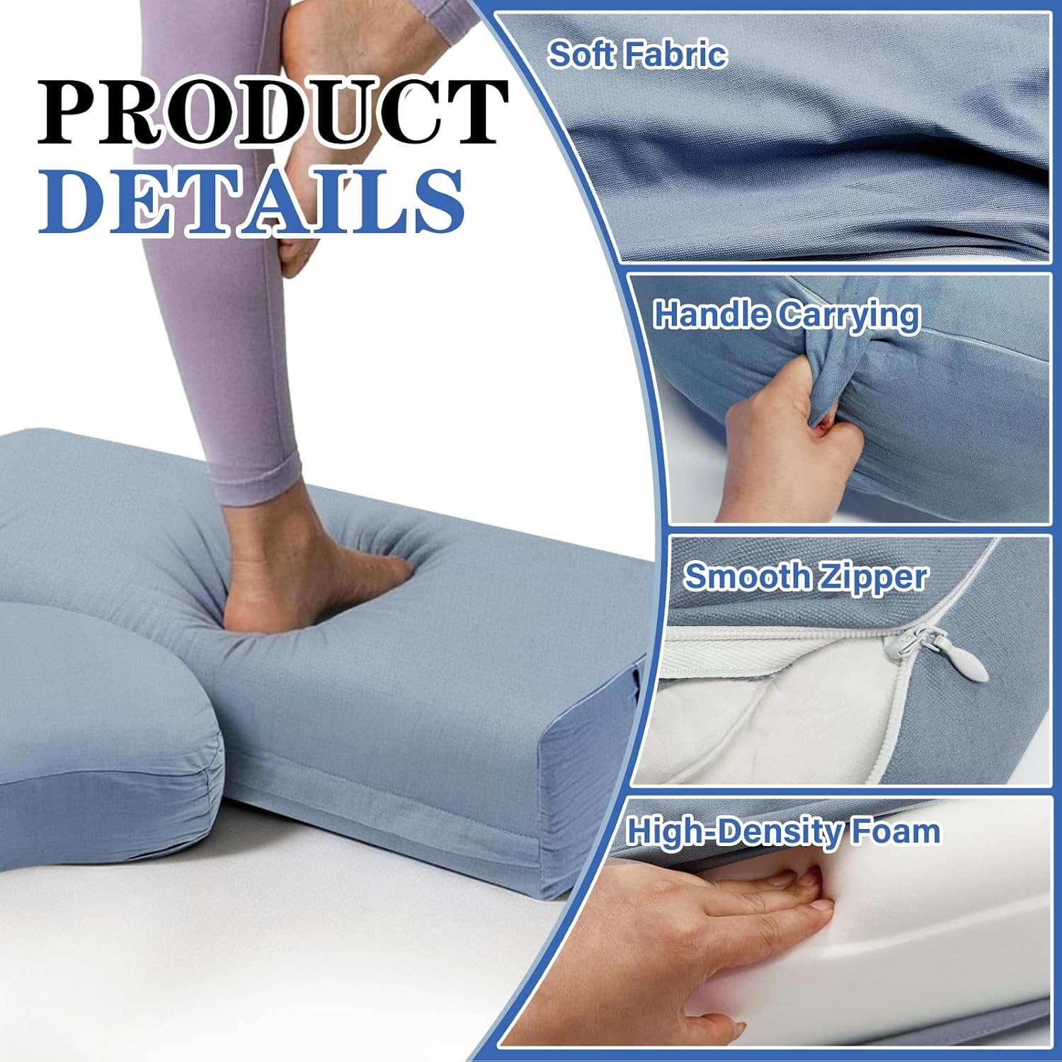 2 PCS Yoga Bolster Pillow, Rectangular Yoga Bolster Meditation Cushion with Removable Cover, The Head Pillows for Various Yoga Poses - Image 4