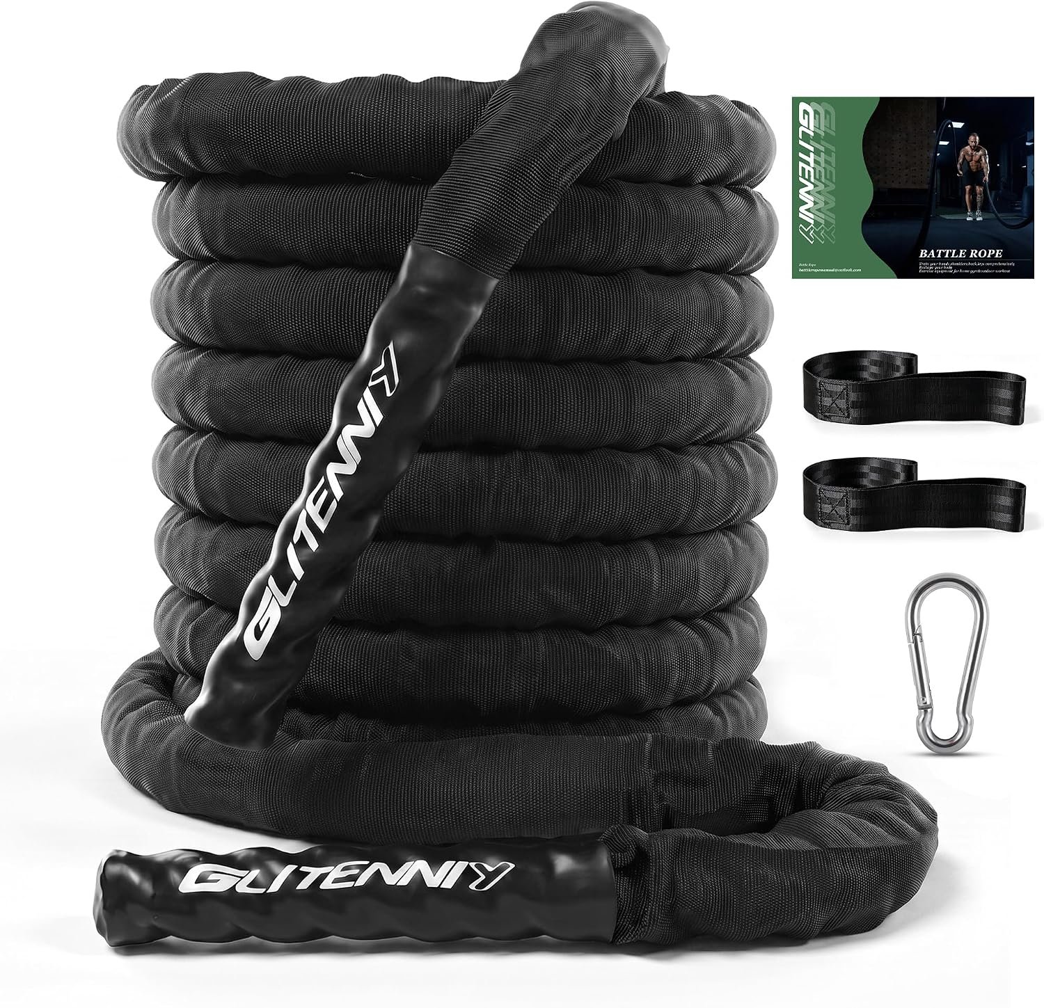 Battle Ropes Black Workout Rope 1 inch Battle Ropes for Home Gym 30ft Exercise Ropes for Working Out Heavy Ropes for Exercise Training Weighted Rope Weighted Workout Rope Battle Rope