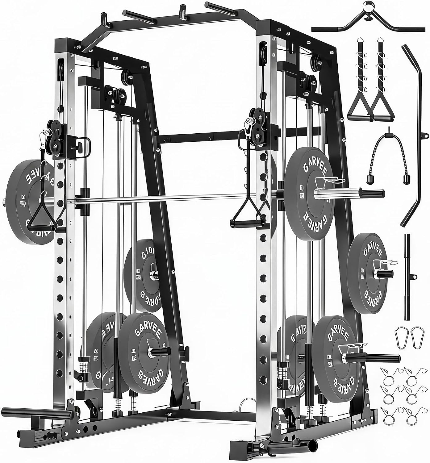 Smith Machine Home Gym – 2200LBS Multi-Function Squat Rack with Smith Bar