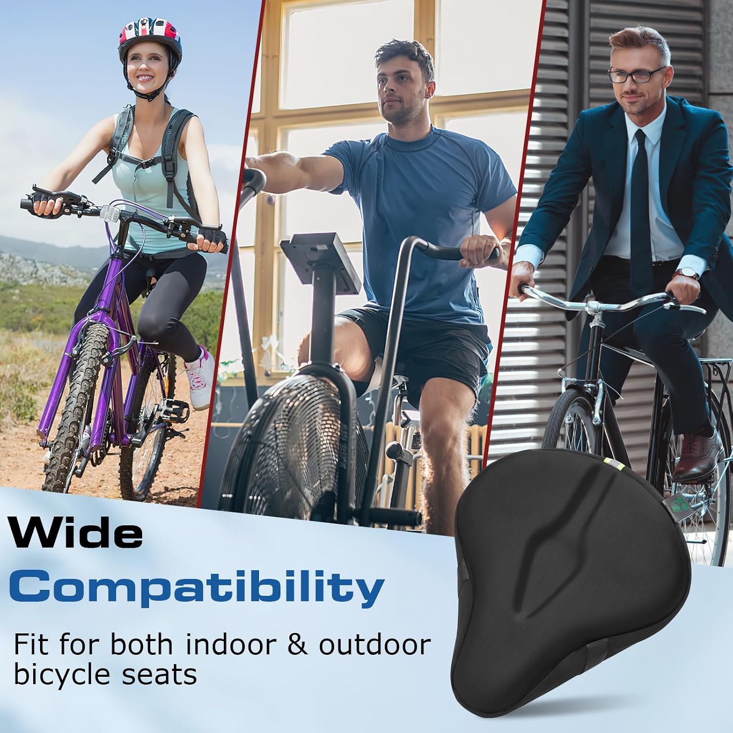 Zacro Bike Seat Cushion - Gel Padded Cover for Men Women Comfort, Extra Soft Exercise Bicycle Compatible with Peloton, Stationary or Cruiser Seats - Image 6