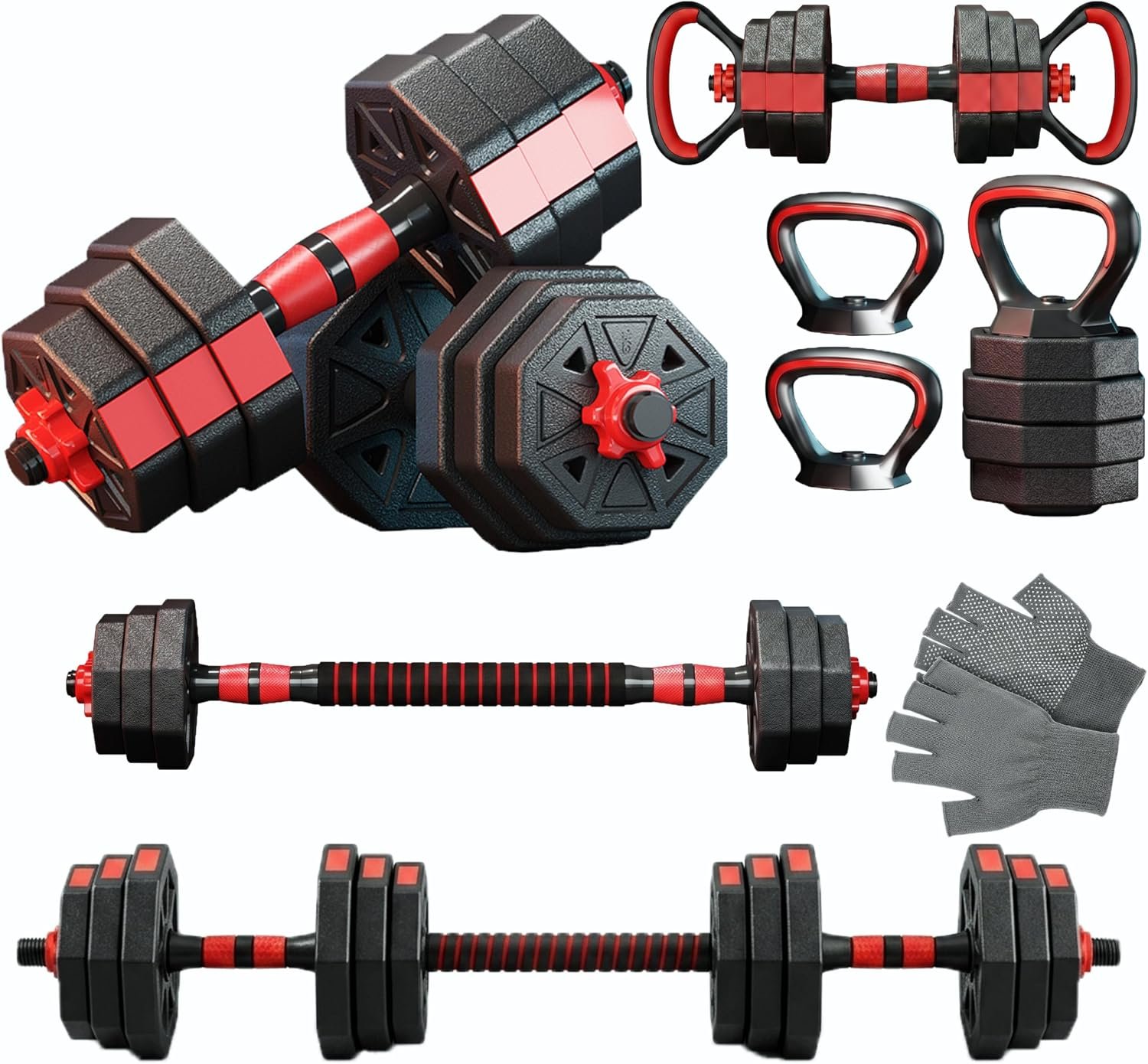 6-in-1 Adjustable Dumbbell & B...