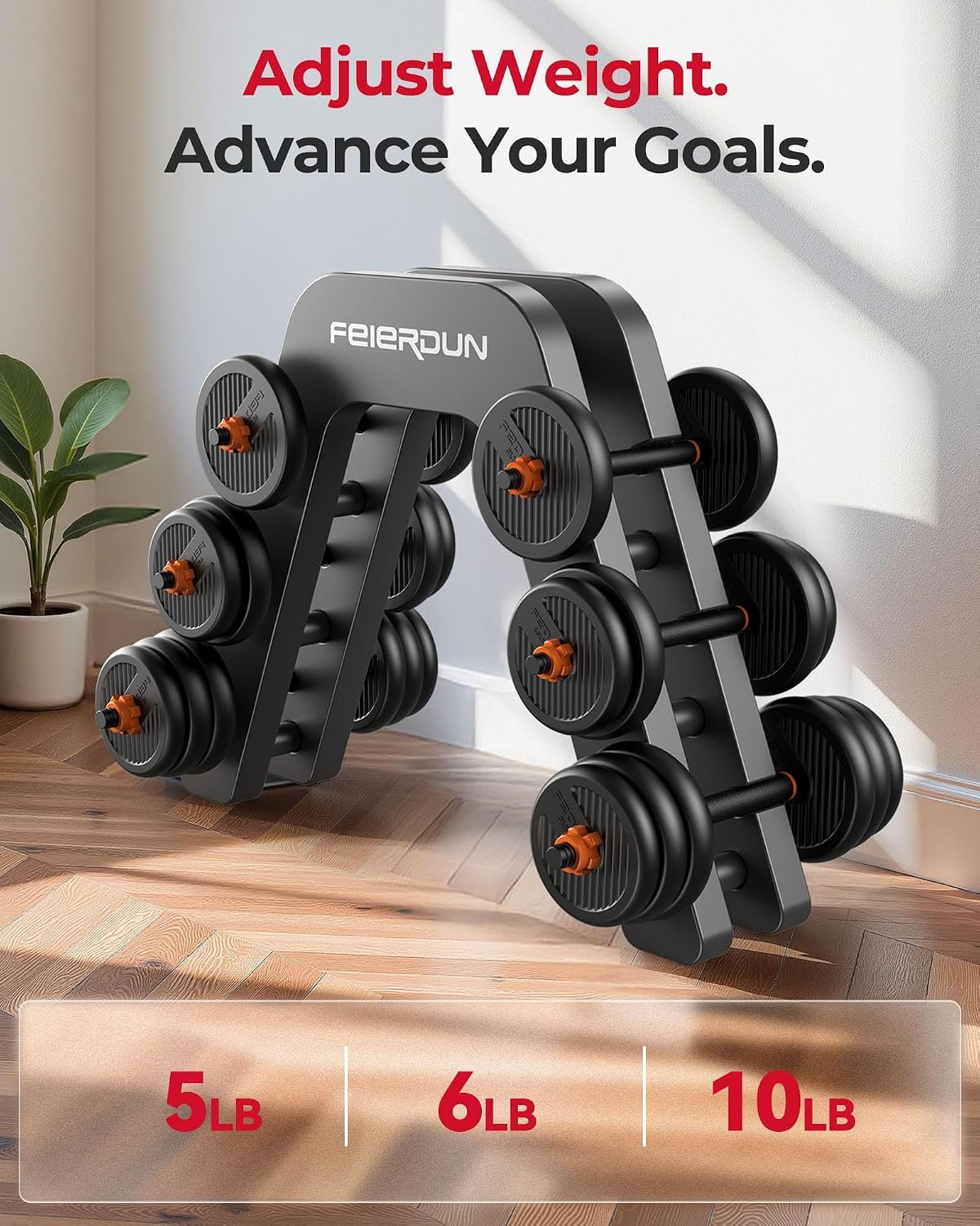FEIERDUN DS2 Adjustable Dumbbells, 20/30/40/45/70/90lbs Free Weight Set with Connector, 5 in1 Dumbbells Set Used as Barbell, Kettlebells, Push up Stand, Weight Plate, Fitness Exercises for Home Gym Suitable Men/Women - Image 6