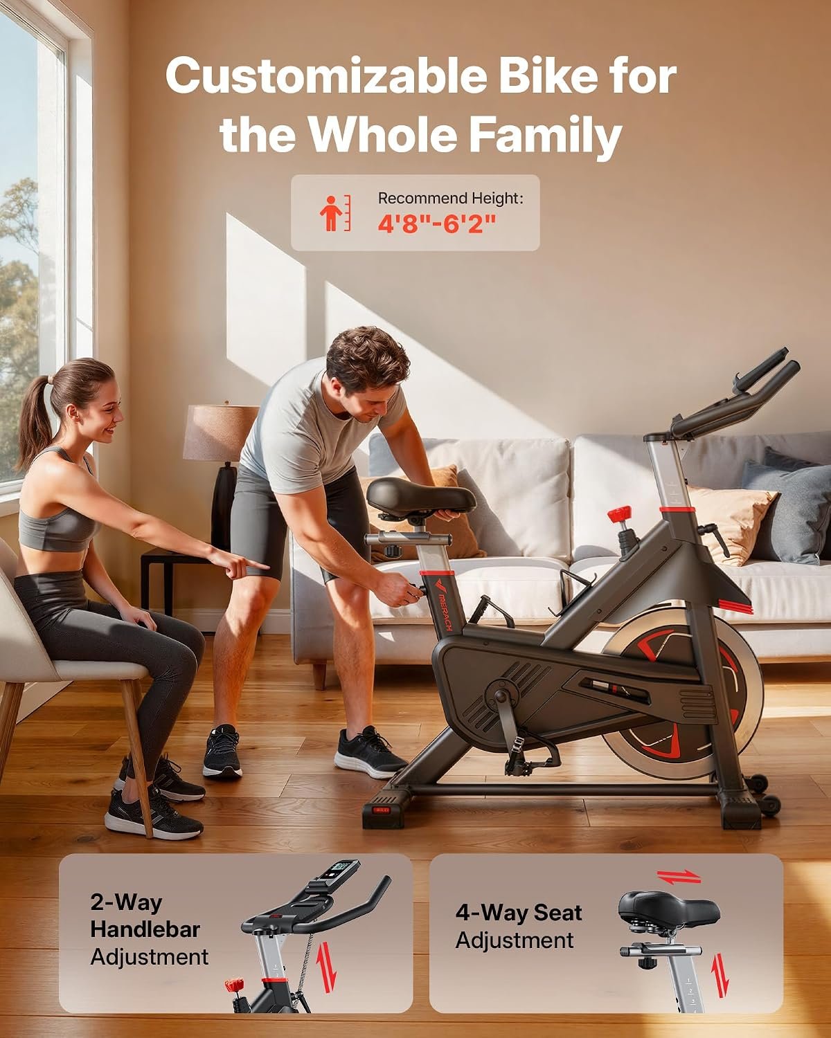 MERACH Magnetic Exercise Bike, Heavy Duty Stationary Bike for Home Gym - Image 7