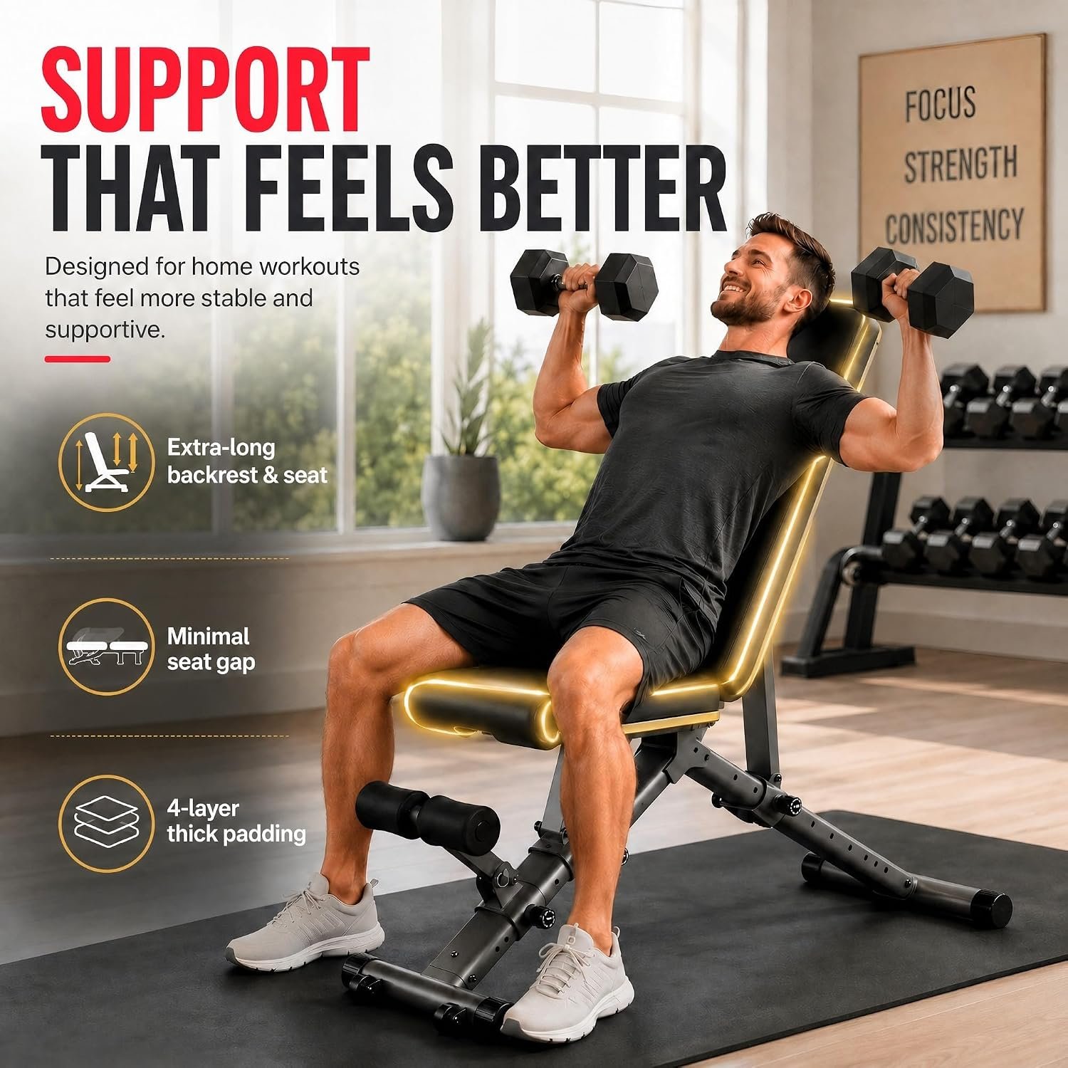 BARWING Adjustable Weight Bench Workout Bench - Image 5