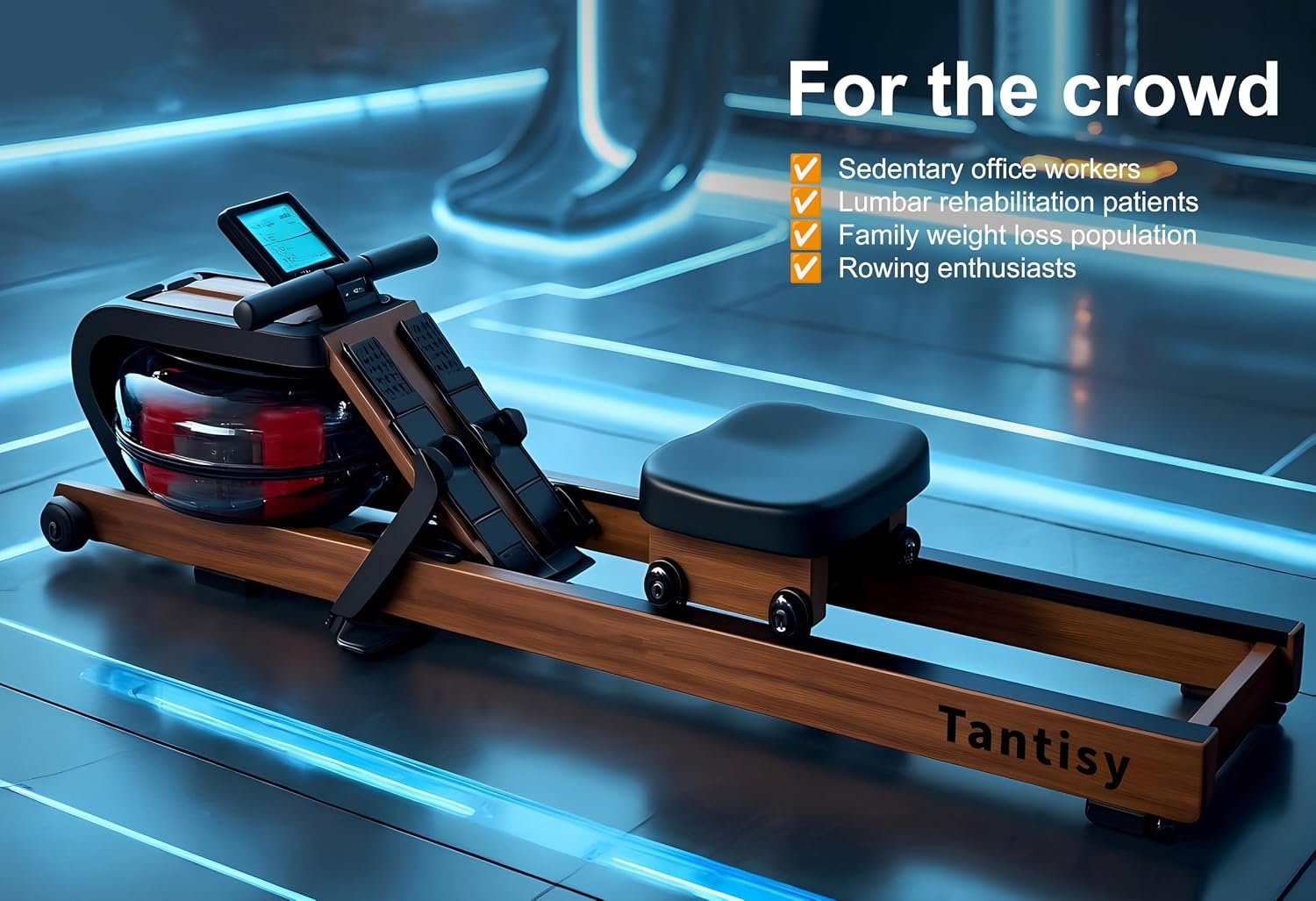 Foldable Rowing Machines for Home with Adjustable Large Water Tank & Comfortable Seat for Real Experience Immersive Water Rower, APP Link,Joint 0 Impact 330LBS Weight Capacity; - Image 2