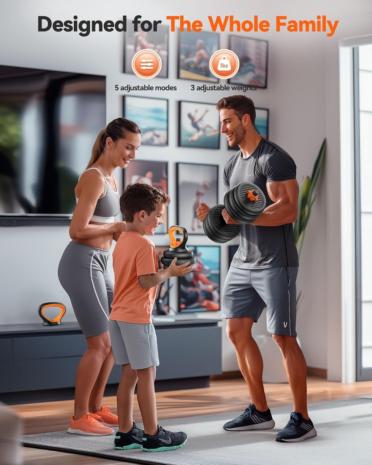 FEIERDUN DS2 Adjustable Dumbbells, 20/30/40/45/70/90lbs Free Weight Set with Connector, 5 in1 Dumbbells Set Used as Barbell, Kettlebells, Push up Stand, Weight Plate, Fitness Exercises for Home Gym Suitable Men/Women - Image 2