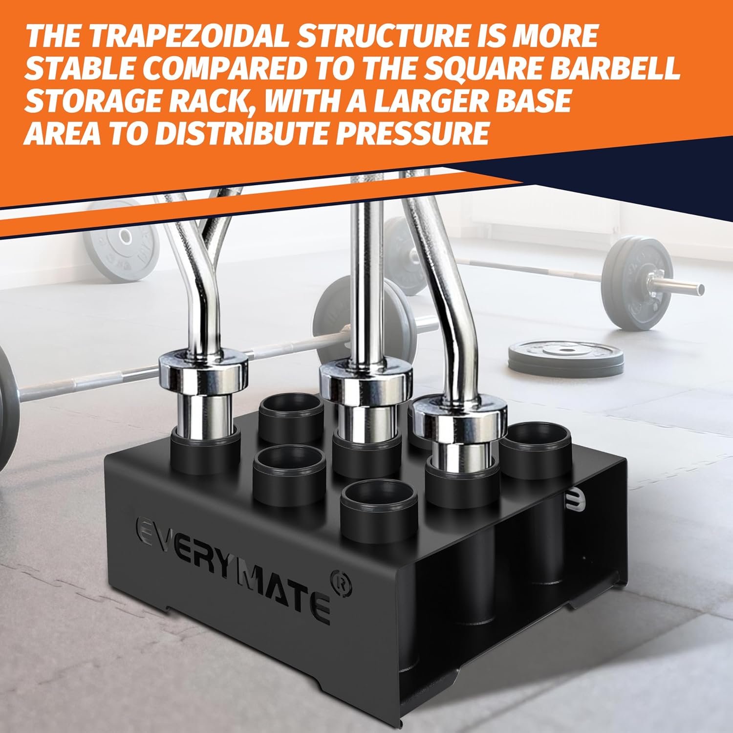 EVERYMATE Vertical Barbell Rack - Heavy-Duty Steel Organizer, Barbell Holder Floor Stand, Fits 2" Olympic Bars with Scratch-Resistant Inserts, Space-Saving for Home/Garage/Commercial Gym - Image 7