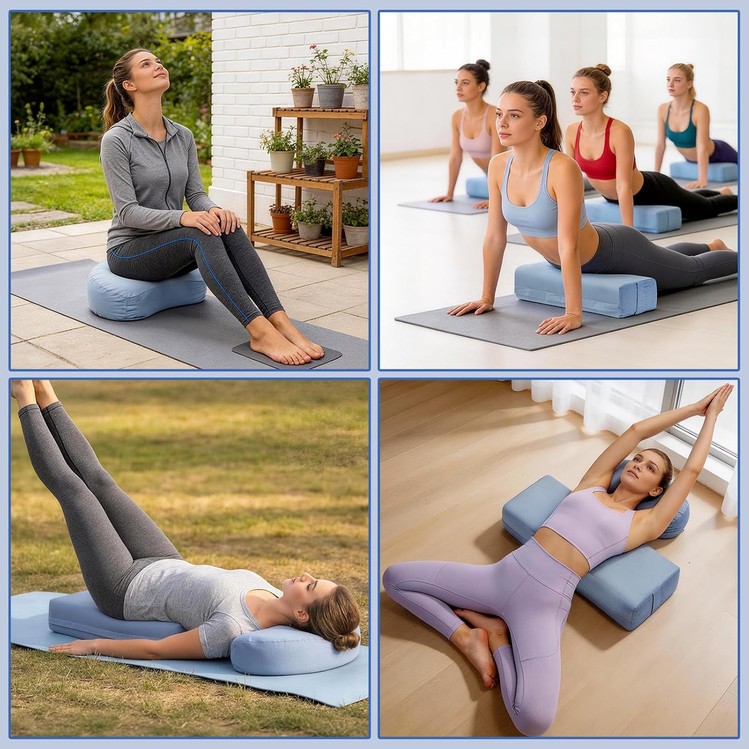 2 PCS Yoga Bolster Pillow, Rectangular Yoga Bolster Meditation Cushion with Removable Cover, The Head Pillows for Various Yoga Poses - Image 7