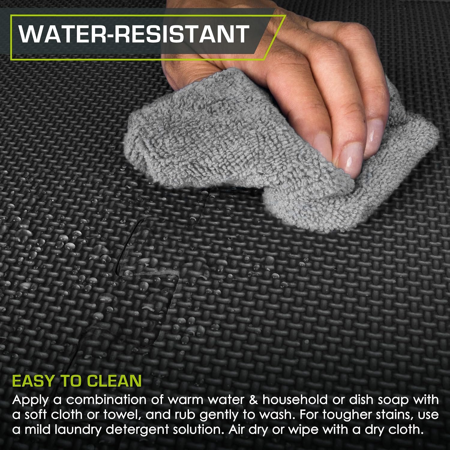 ProsourceFit Weaved Pattern Extra Thick Exercise Puzzle Mat 1-inch, EVA Foam Interlocking Tiles for Protective, Cushioned Flooring for Home and Gym Equipment; Black, 24 SQ FT, 6 Tiles - Image 6