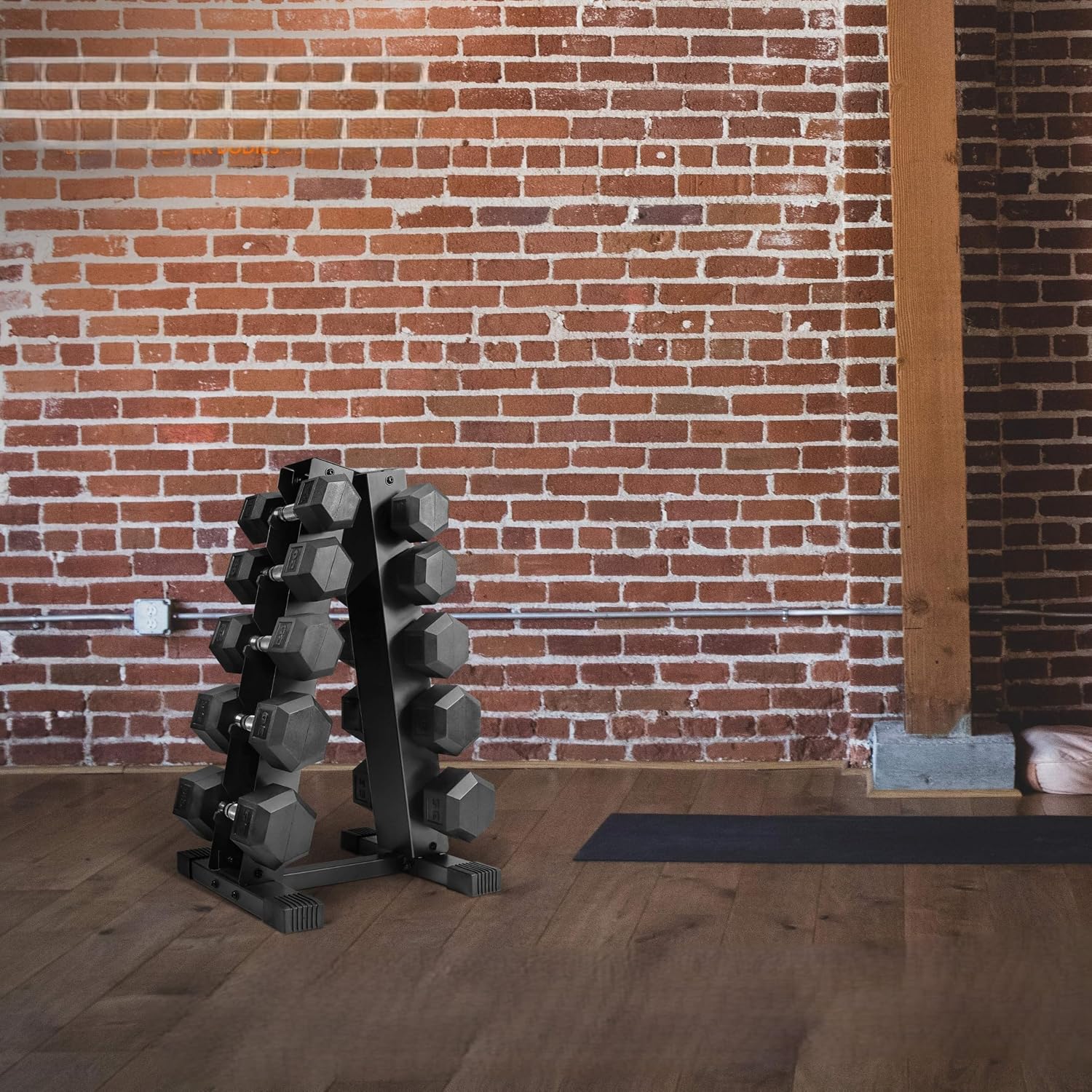 CAP Rubber Coated Dumbbell Weight Set with Vertical Rack | 100 lb, 150 lb, and 210 lb Options - Image 6