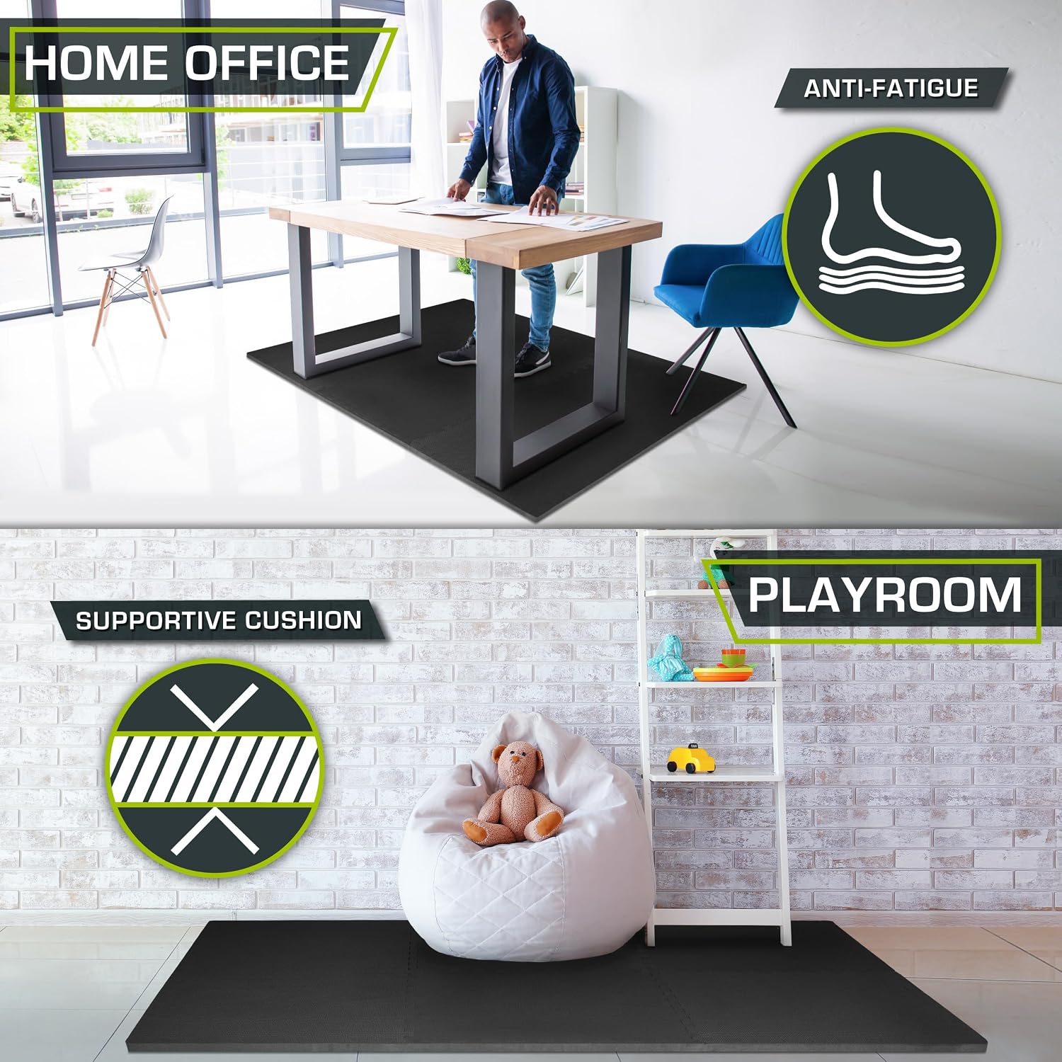 ProsourceFit Weaved Pattern Extra Thick Exercise Puzzle Mat 1-inch, EVA Foam Interlocking Tiles for Protective, Cushioned Flooring for Home and Gym Equipment; Black, 24 SQ FT, 6 Tiles - Image 5