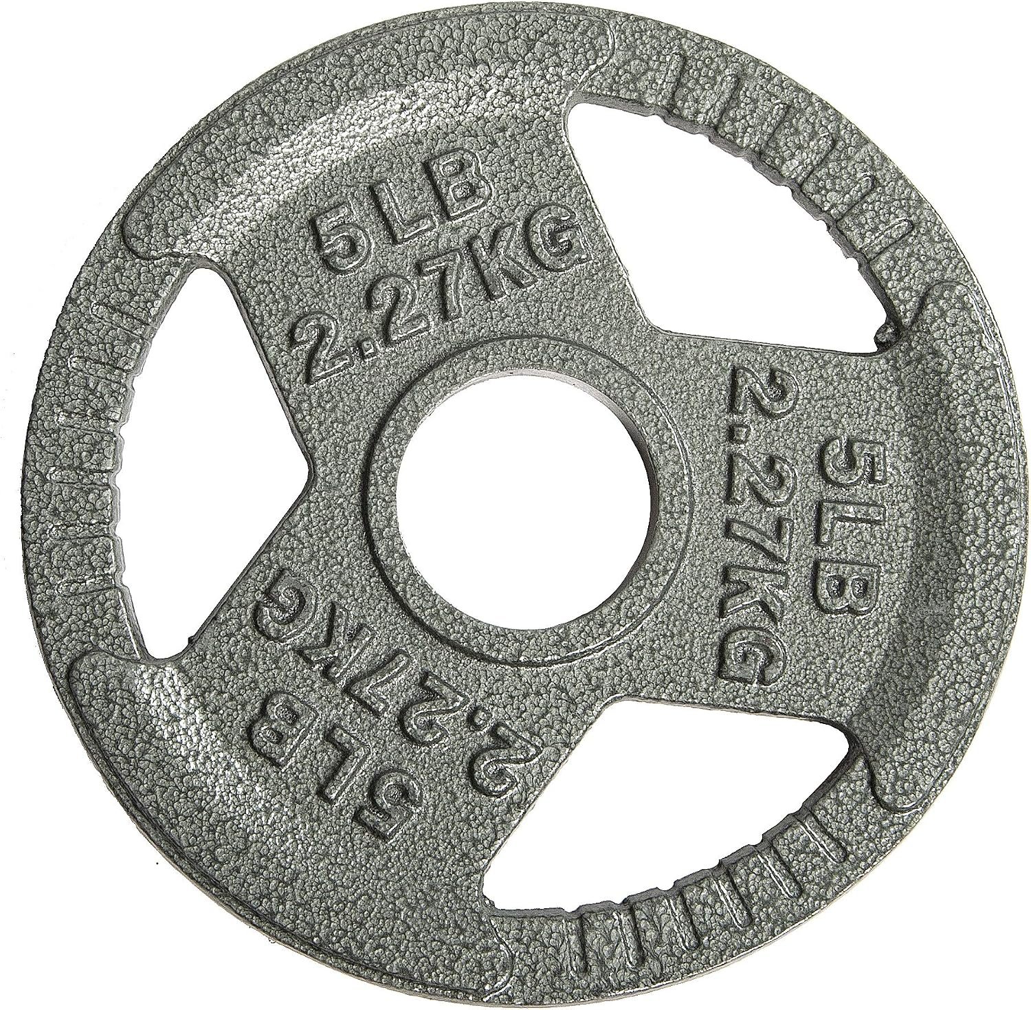 Fitvids Cast Iron Plate Weight Plate for Strength Training and Weightlifting, 2-Inch Center, 5LB (Single)