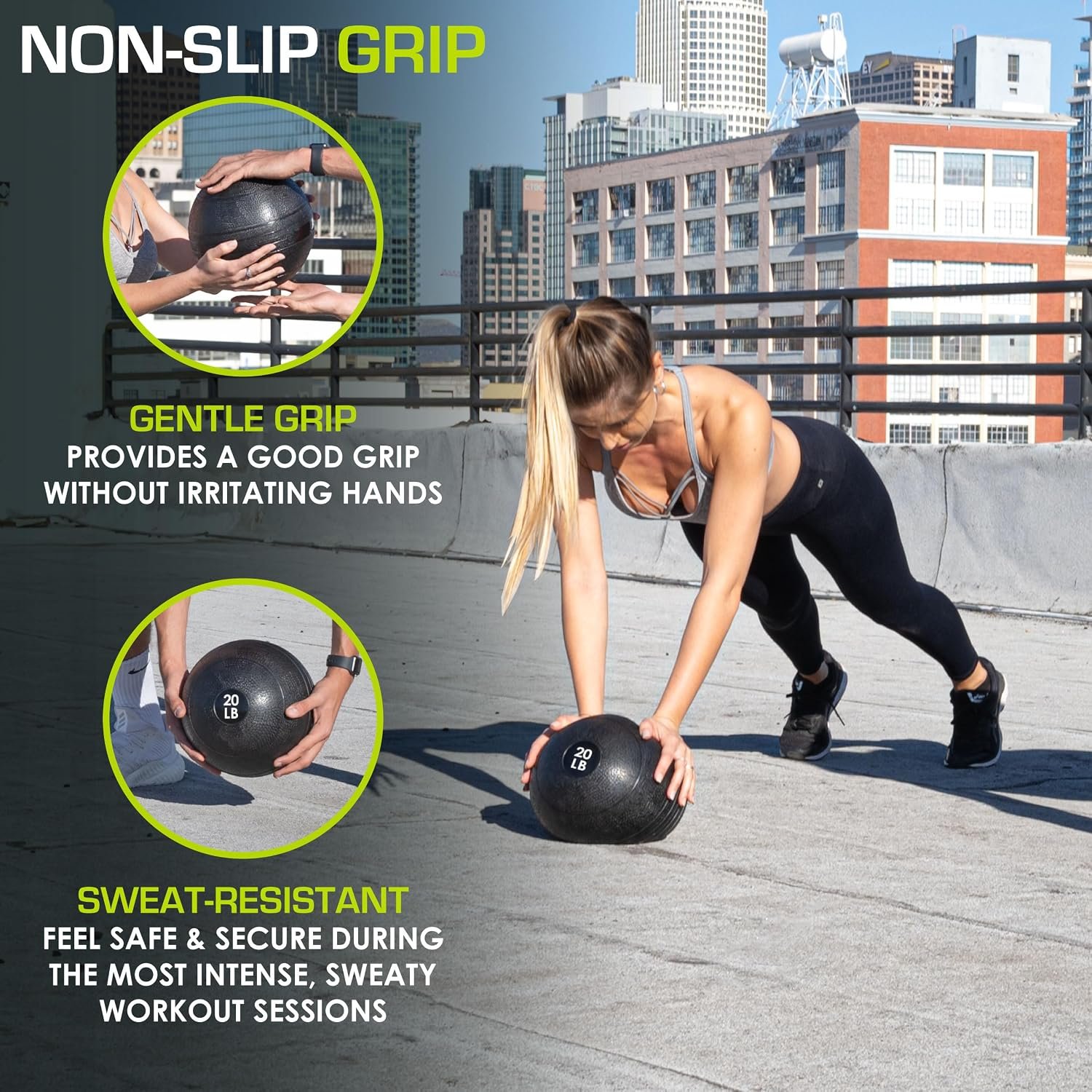 ProsourceFit Slam Medicine Balls 5, 10, 15, 20, 25, 30, 50lbs Smooth and Tread Textured Grip Dead Weight Balls for Strength and Conditioning Exercises, Cardio and Core Workouts - Image 4
