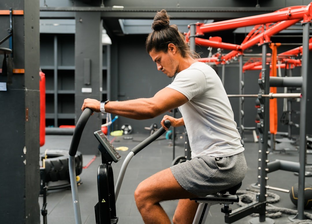 A woman working out on an exercise bike