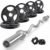 RitFit 2 Inch EZ Curl Bar Olympic Barbell with Weight Plates & Collar