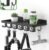 16.9×6 Inch Metal Shelf Compatible with Tonal Accessories, Floating Shelf Organizer for Home Gym Storage, 5 T-Lock Adapters Bracket Hanger, Gym Rack Wall Mounted with Hooks, Black Workout Holder