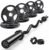 RitFit 2 Inch EZ Curl Bar Olympic Barbell with Weight Plates & Collar