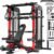 pooboo Power Cage Smith Machine with 2000LB Squat Rack Cable System